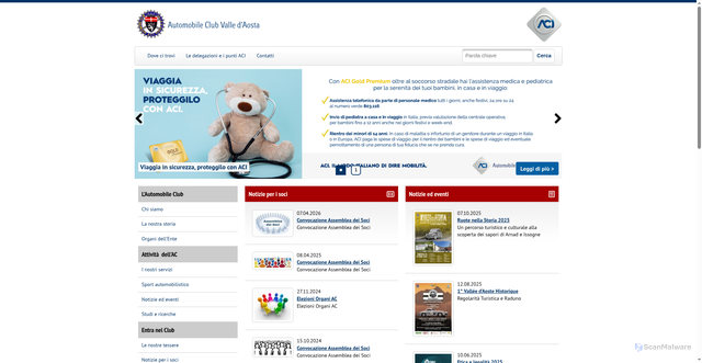 Security scan screenshot of https://www.aosta.aci.it