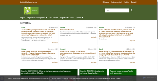 Security scan screenshot of https://www.sds-senese.it/