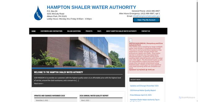 Security scan screenshot of https://hswa-pa.org/