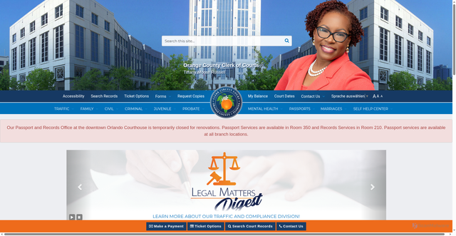 Security scan screenshot of https://www.myorangeclerk.com