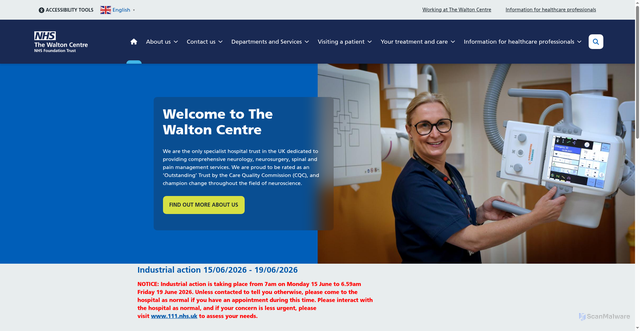 Security scan screenshot of http://www.thewaltoncentre.nhs.uk
