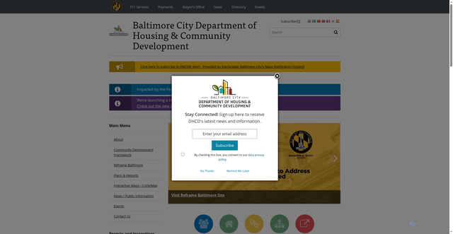 Security scan screenshot of https://dhcd.baltimorecity.gov/