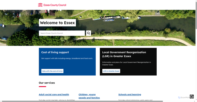 Security scan screenshot of https://essex.gov.uk