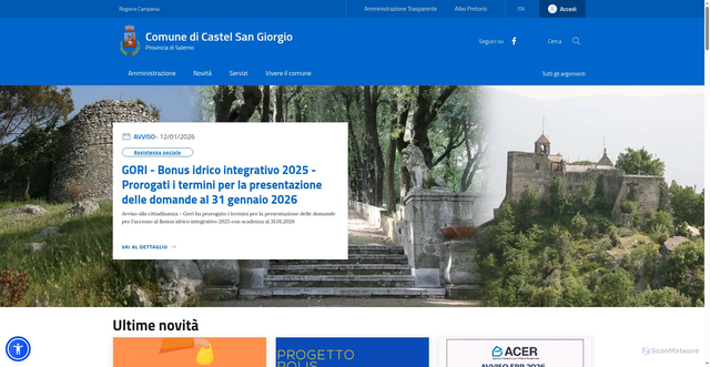 Security scan screenshot of https://www.comune.castelsangiorgio.sa.it/