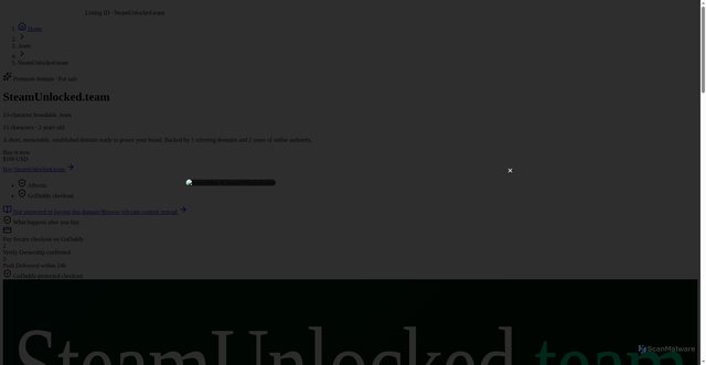 Security scan screenshot of https://steamunlocked.team