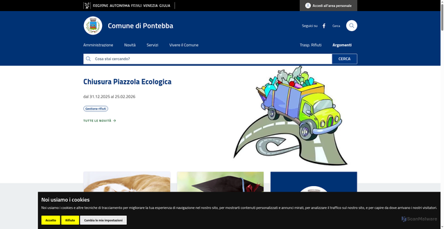 Security scan screenshot of https://www.comune.pontebba.ud.it/