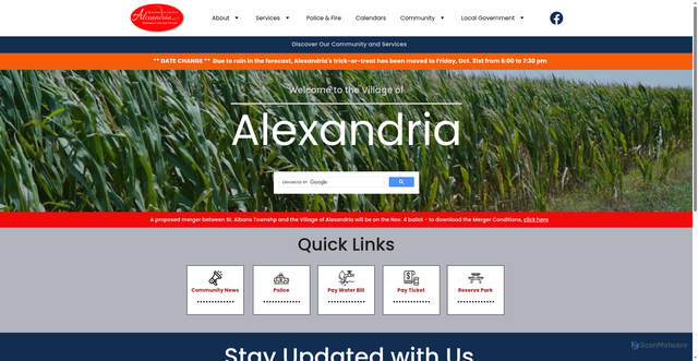Security scan screenshot of https://alexandriaoh.gov/