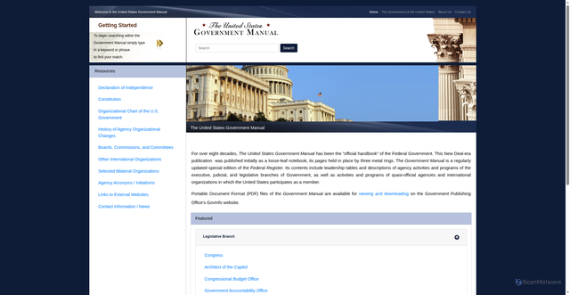 Security scan screenshot of https://usgovernmentmanual.gov/
