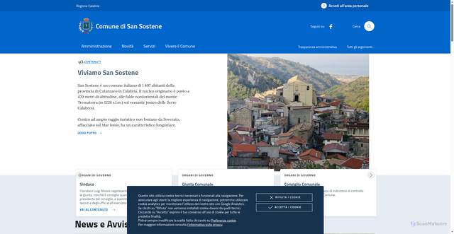 Security scan screenshot of https://www.comune.sansostene.cz.it