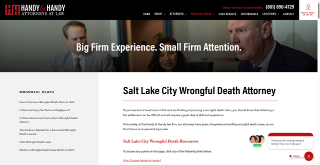 Security scan screenshot of https://www.handylawutah.com/other-personal-injury-cases/wrongful-death/