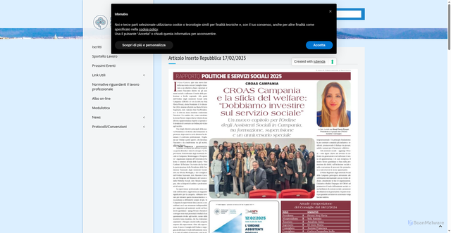 Security scan screenshot of https://www.ordineascampania.it/