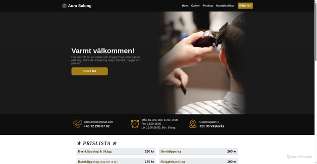 Security scan screenshot of https://auracuts.se