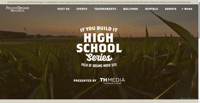 Security scan screenshot of https://www.fieldofdreamsmoviesite.com/high-school-game-series