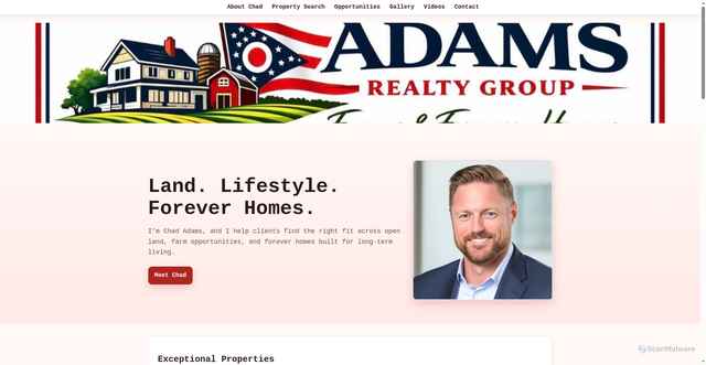 Security scan screenshot of https://adamsrealtyohio.com/