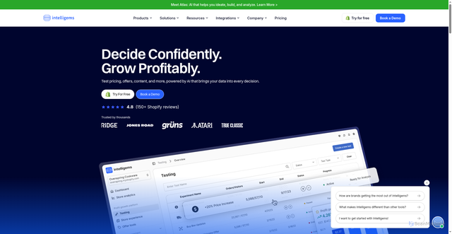 Security scan screenshot of https://intelligems.io