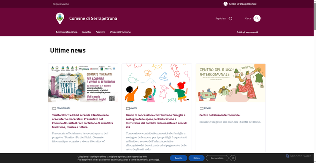Security scan screenshot of https://www.comune.serrapetrona.mc.it/