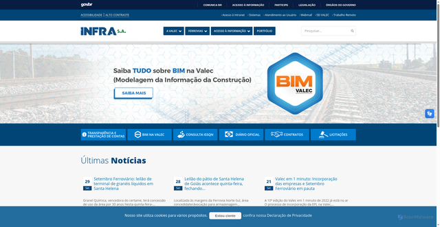 Security scan screenshot of https://www.valec.gov.br