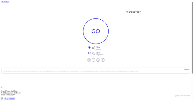 Security scan screenshot of https://speedtest-sg.cbn.id