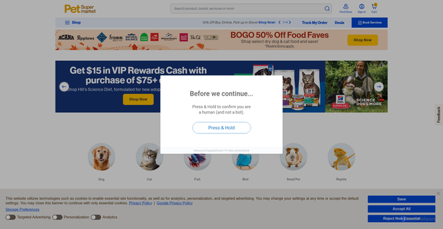 Security scan screenshot of https://www.petsupermarket.com
