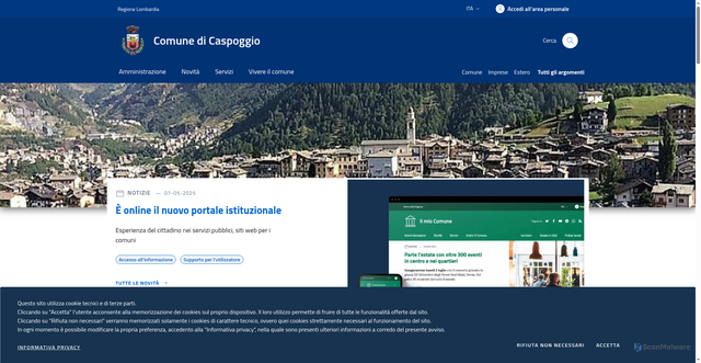 Security scan screenshot of https://www.comune.caspoggio.so.it/