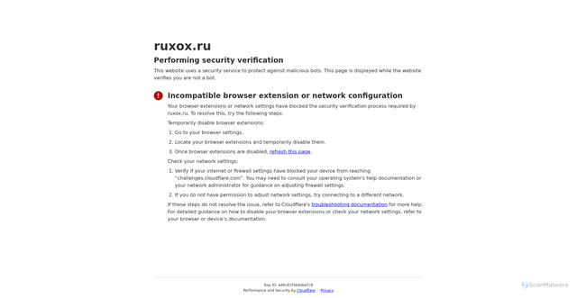 Security scan screenshot of https://ruxox.ru