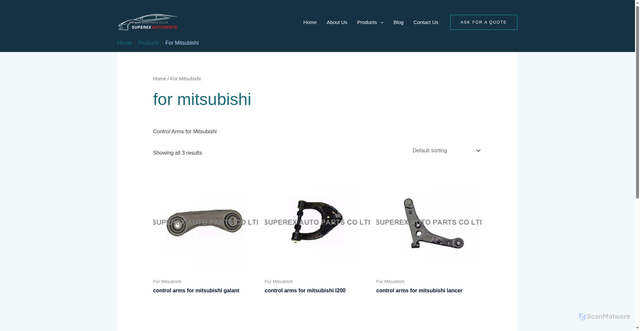 Security scan screenshot of http://mitsubishi.control-arms.com/