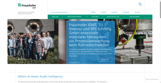 Security scan screenshot of https://www.idmt.fraunhofer.de/