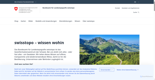 Security scan screenshot of http://www.swisstopo.admin.ch