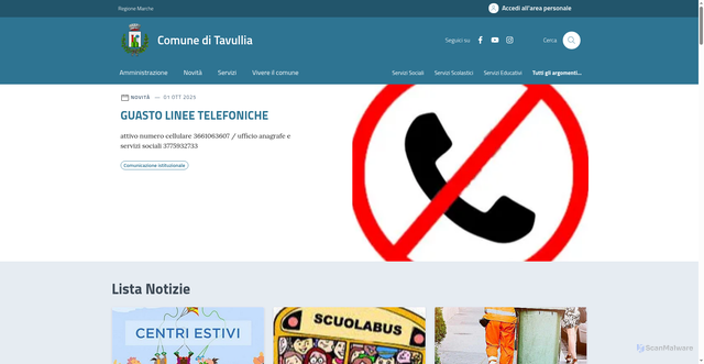 Security scan screenshot of https://www.comuneditavullia.it