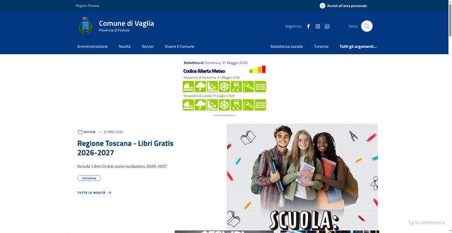 Security scan screenshot of https://www.comune.vaglia.fi.it
