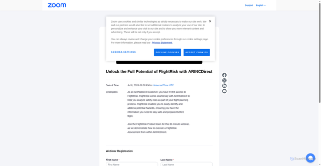 Security scan screenshot of https://zoom.us/webinar/register/WN_zU3F5wpnTJG2Q_Fm8gCWhg