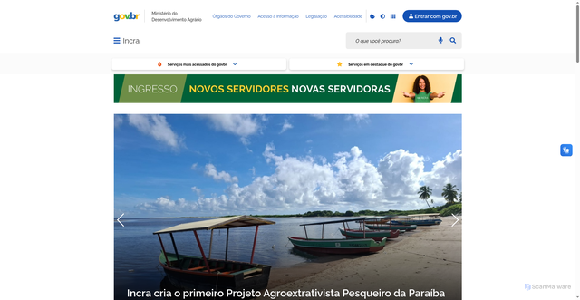 Security scan screenshot of https://www.gov.br/incra/pt-br