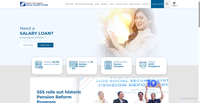 Security scan screenshot of https://ww8.sss.gov.ph