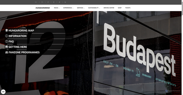 Security scan screenshot of https://hungaroring.hu/site/en