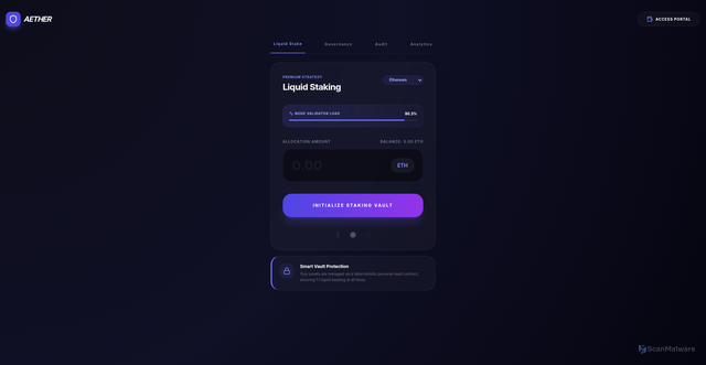 Security scan screenshot of http://aether-stakes.pages.dev/