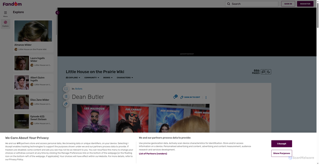 Security scan screenshot of https://littlehouse.fandom.com/wiki/Dean_Butler
