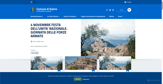 Security scan screenshot of https://www.comune.arpino.fr.it/