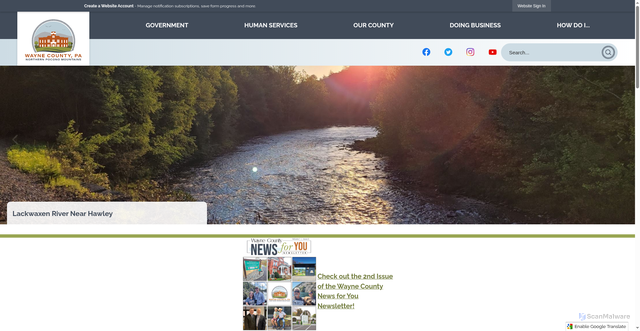 Security scan screenshot of https://waynecountypa.gov/