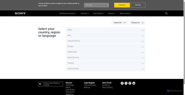 Security scan screenshot of https://pro.sony