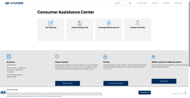 Security scan screenshot of https://owners.hyundaiusa.com/us/en/contact-us