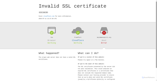Security scan screenshot of https://mycommonspirit.org