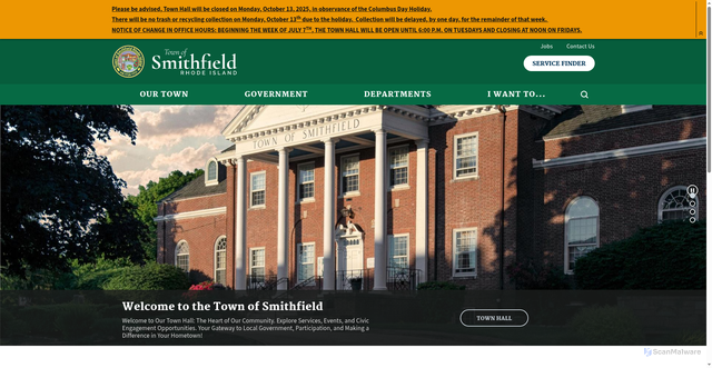 Security scan screenshot of https://www.smithfieldri.gov/
