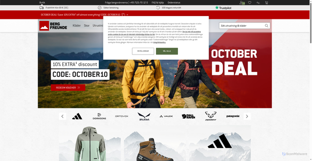 Security scan screenshot of https://bergfreunde.se