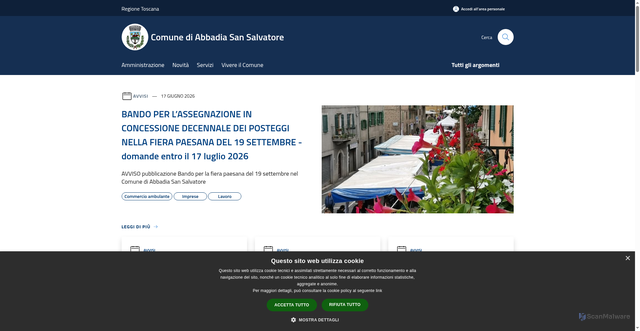 Security scan screenshot of https://www.comune.abbadia.siena.it