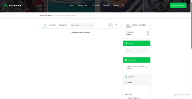 Security scan screenshot of https://marketplace.osclass-pro.com/index.php?page=search&sCategory=23