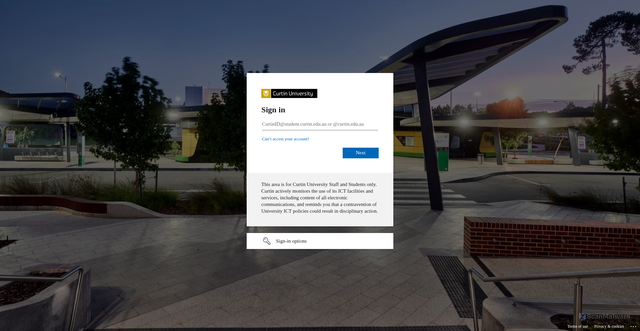 Security scan screenshot of https://curtin-my.sharepoint.com