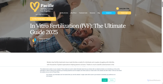 Security scan screenshot of https://www.pfcla.com/blog/in-vitro-fertilization-ivf