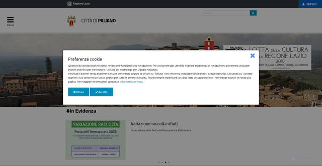 Security scan screenshot of http://www.comune.paliano.fr.it/home.html