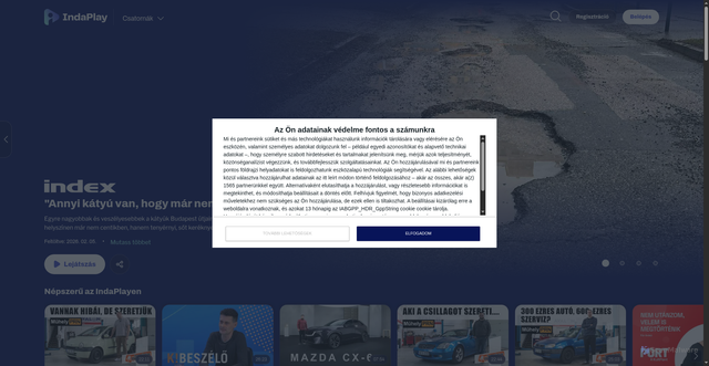 Security scan screenshot of https://indaplay.hu