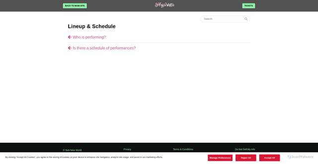 Security scan screenshot of https://support.sicknewworldfest.com/hc/en-us/sections/10565953526932-Lineup-Schedule